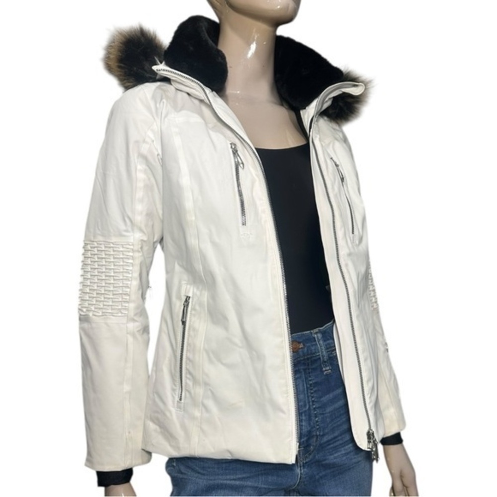 Descente Women's Size 4 White Layla Insulated Hooded Faux Fur Trim Jacket